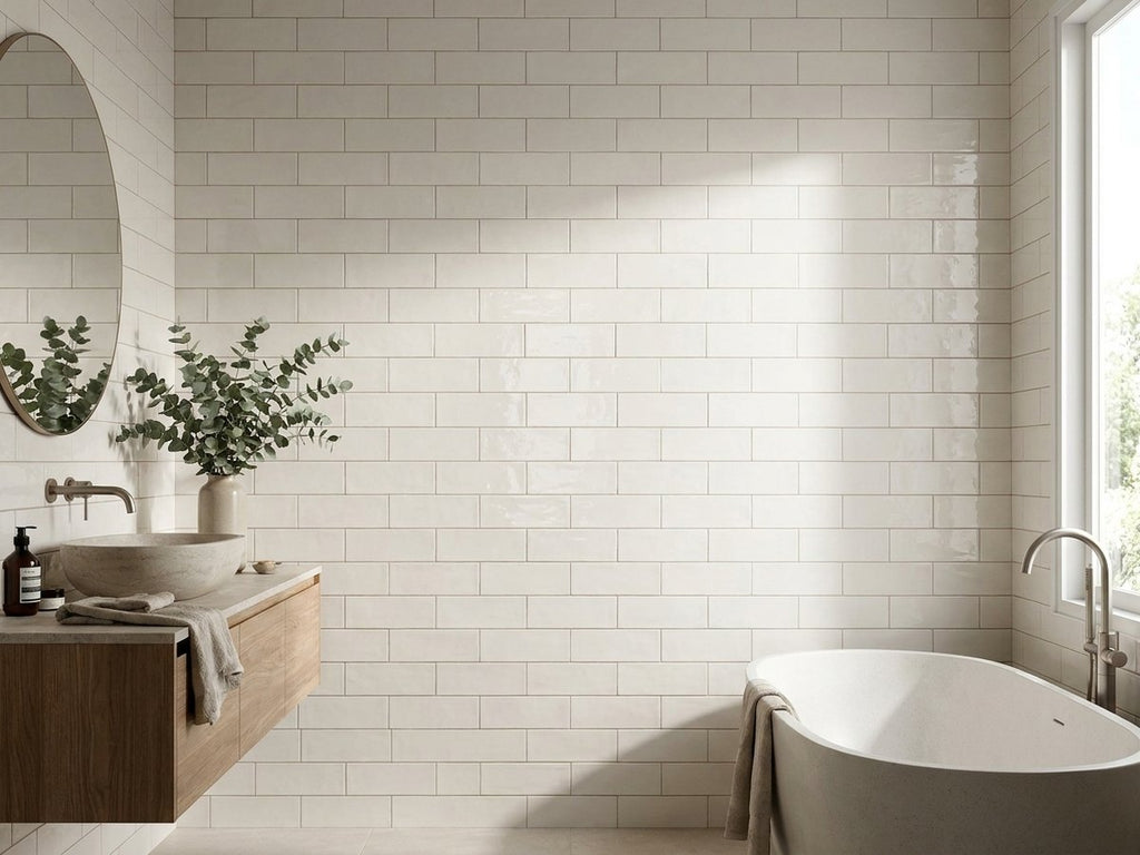 Blocchi Bianco Gloss 60x246 tiles in a room