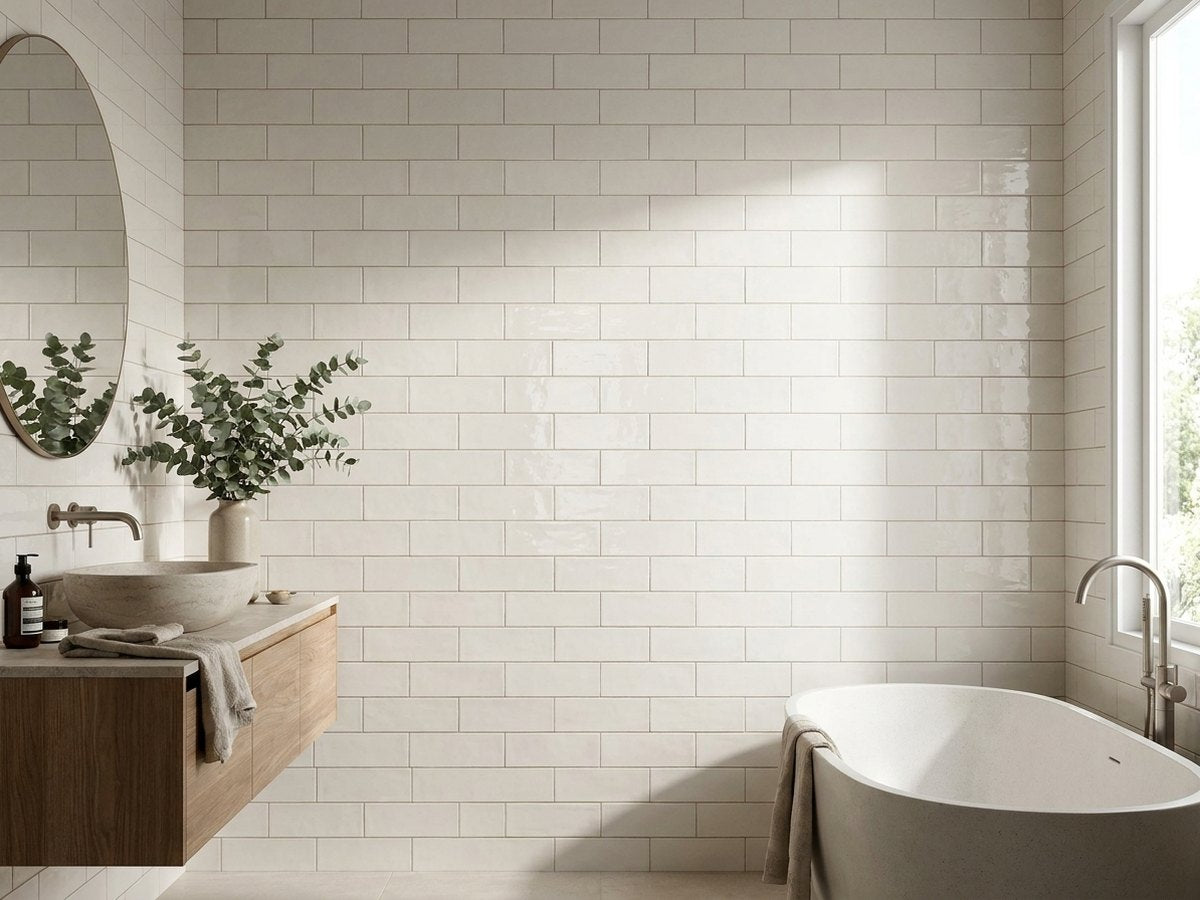 Blocchi Bianco Gloss 60x246 tiles in a room