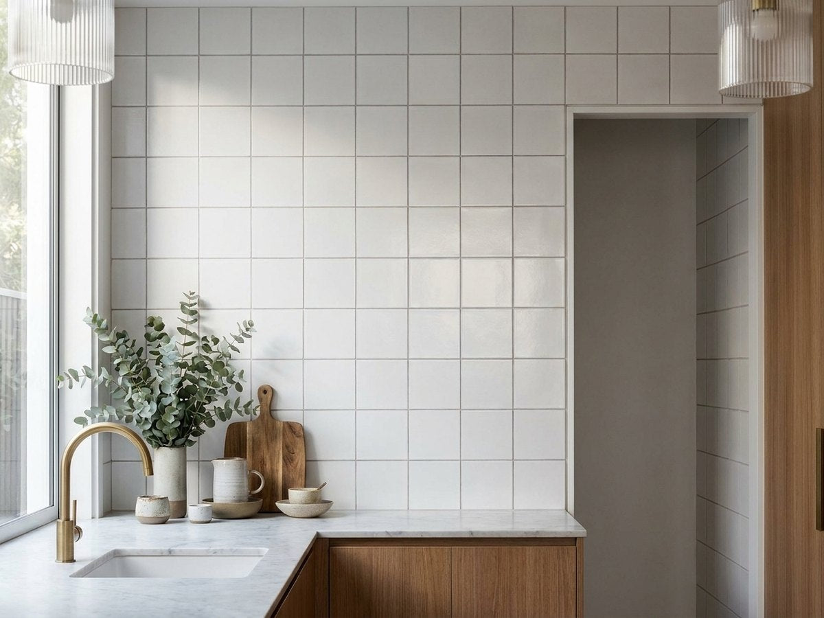 Japanese Stick White Cloud 15x145 Finger Mosaic tiles in a room