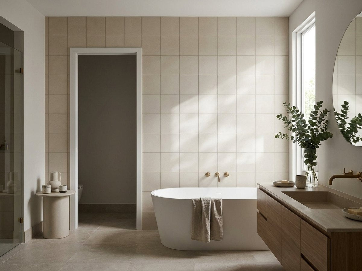 White Full Body Porcelain Matt 98x98 Mosaic tiles in a room
