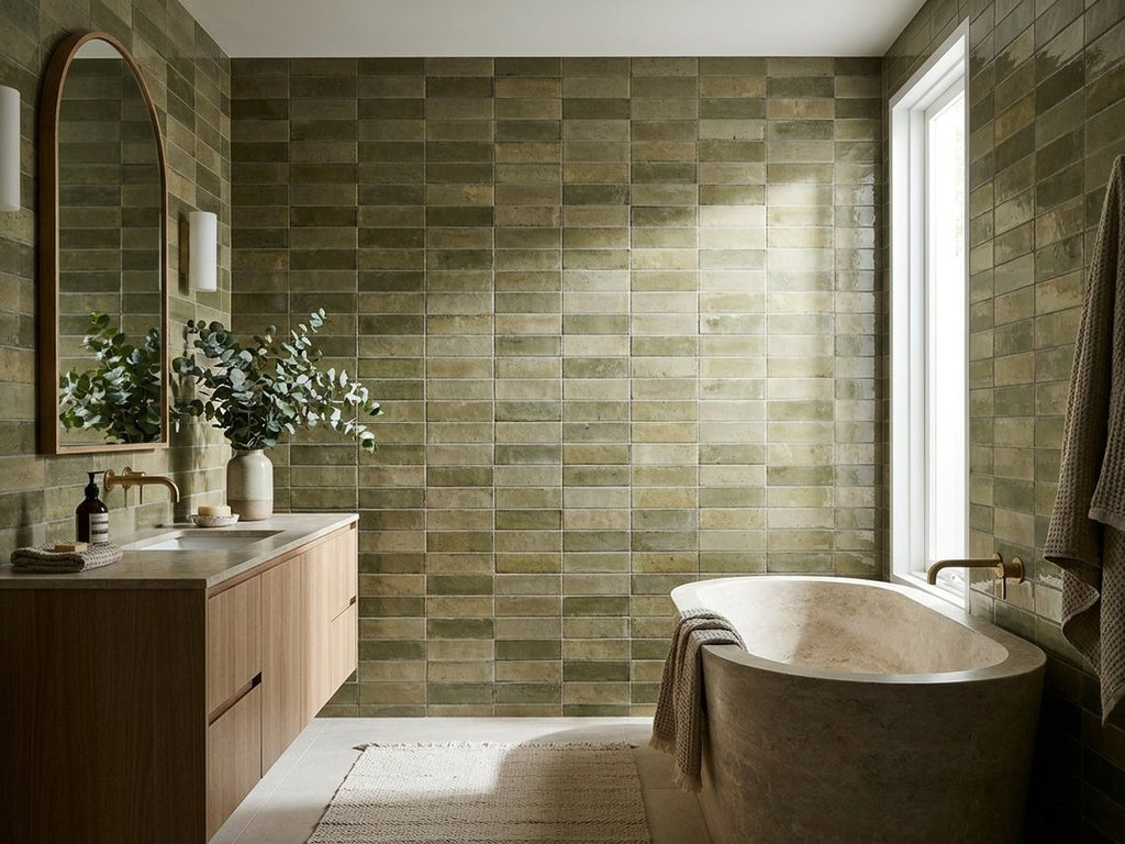 Luna Musk Gloss 60x240 tiles in a room