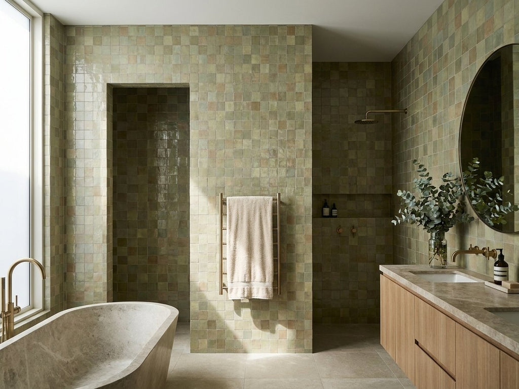 Bella Salvia Gloss 100x100 tiles in a room