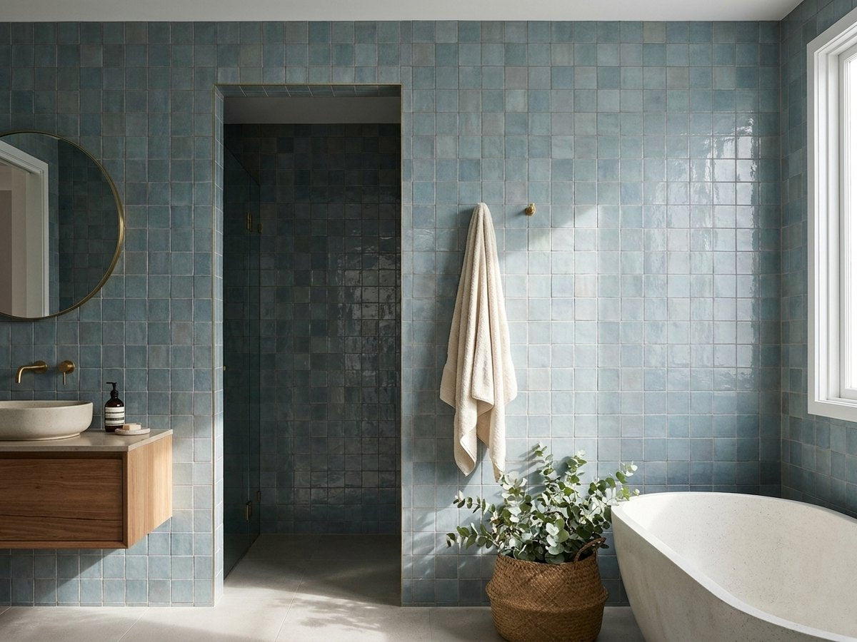 Bella Cielo Gloss 100x100 tiles in a room
