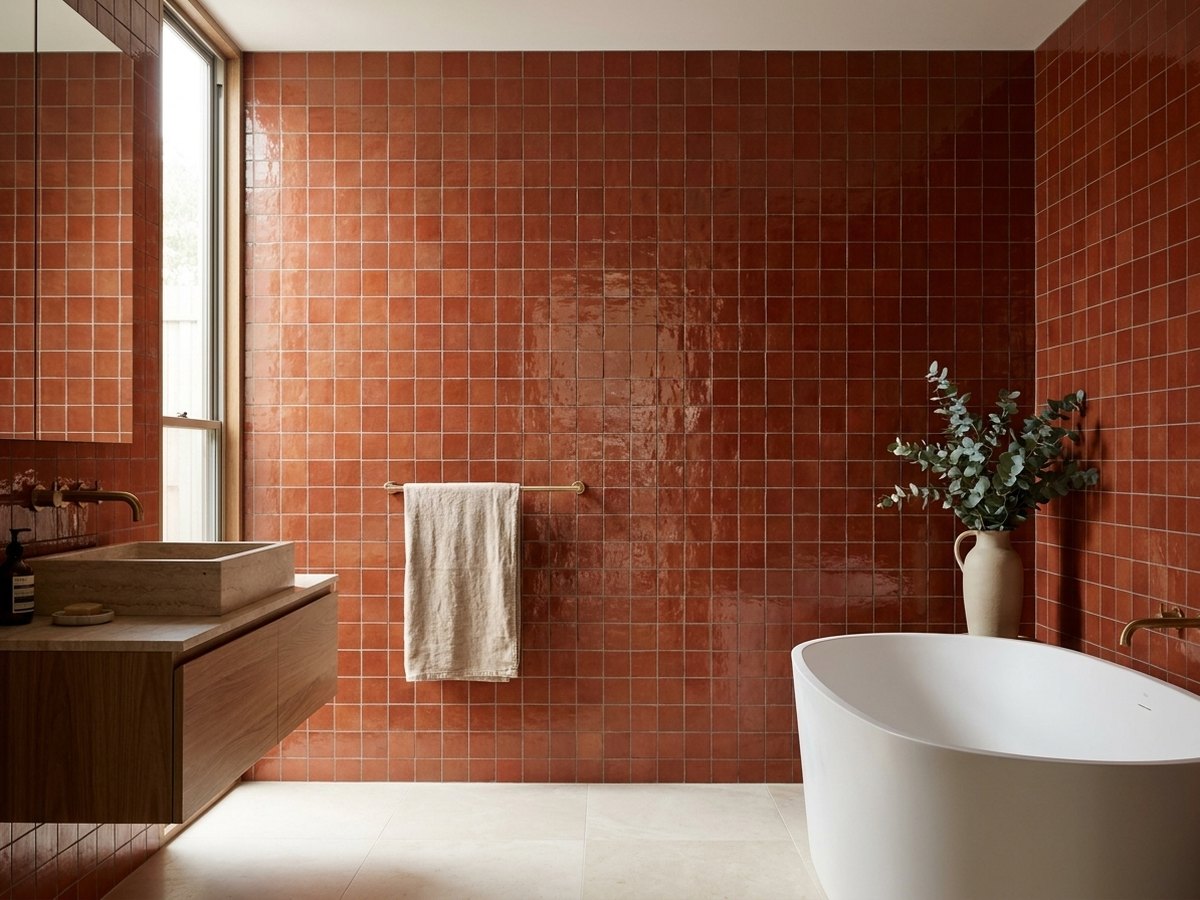 Bella Corallo Gloss 100x100 tiles in a room