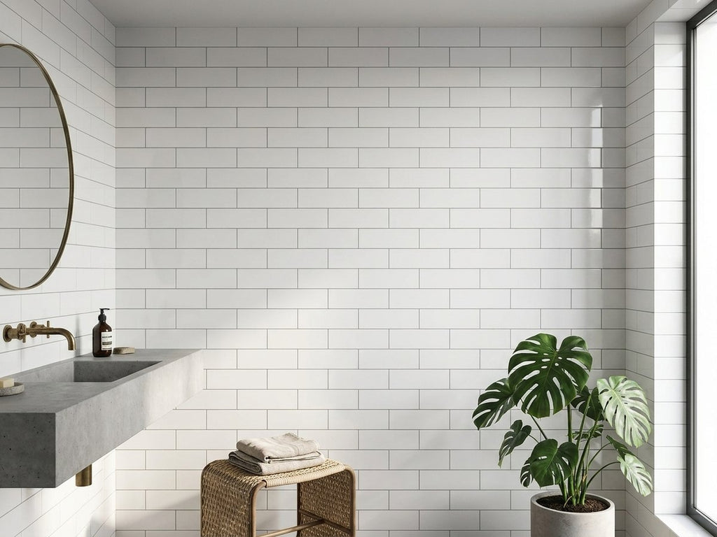 Risotto Bianco Gloss 75x200 tiles in a room
