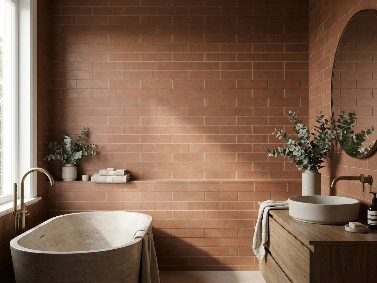 Terracotta Cotto Matt 75x300 tiles in a room