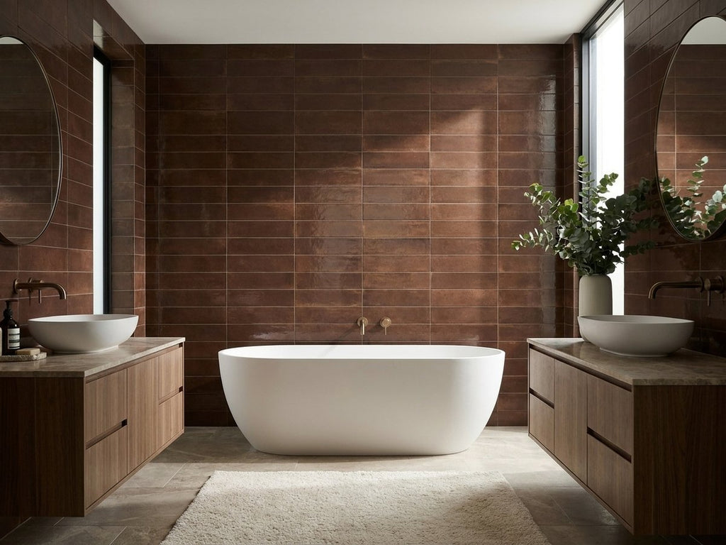 Luna Caramel Gloss 60x240 tiles in a room