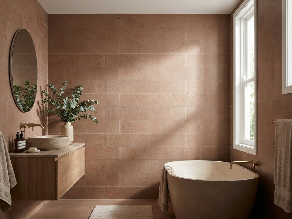 Concrete Veroni Cotto Matt 75x300 tiles in a room