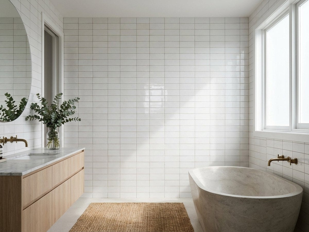 Risotto Bianco Polished 50x150 tiles in a room