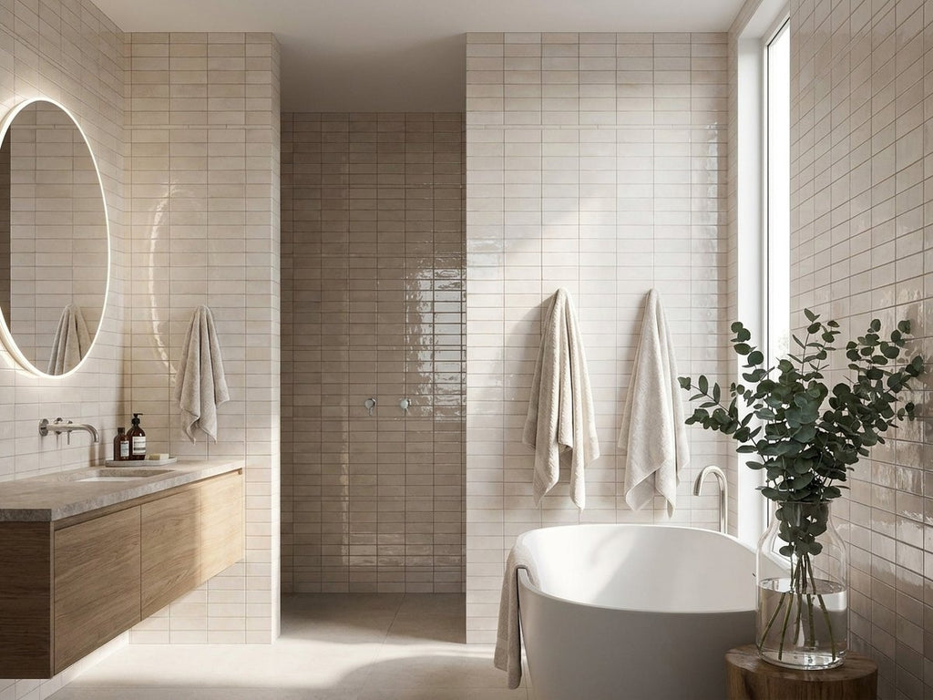 Risotto Natural Polished 50x150 tiles in a room