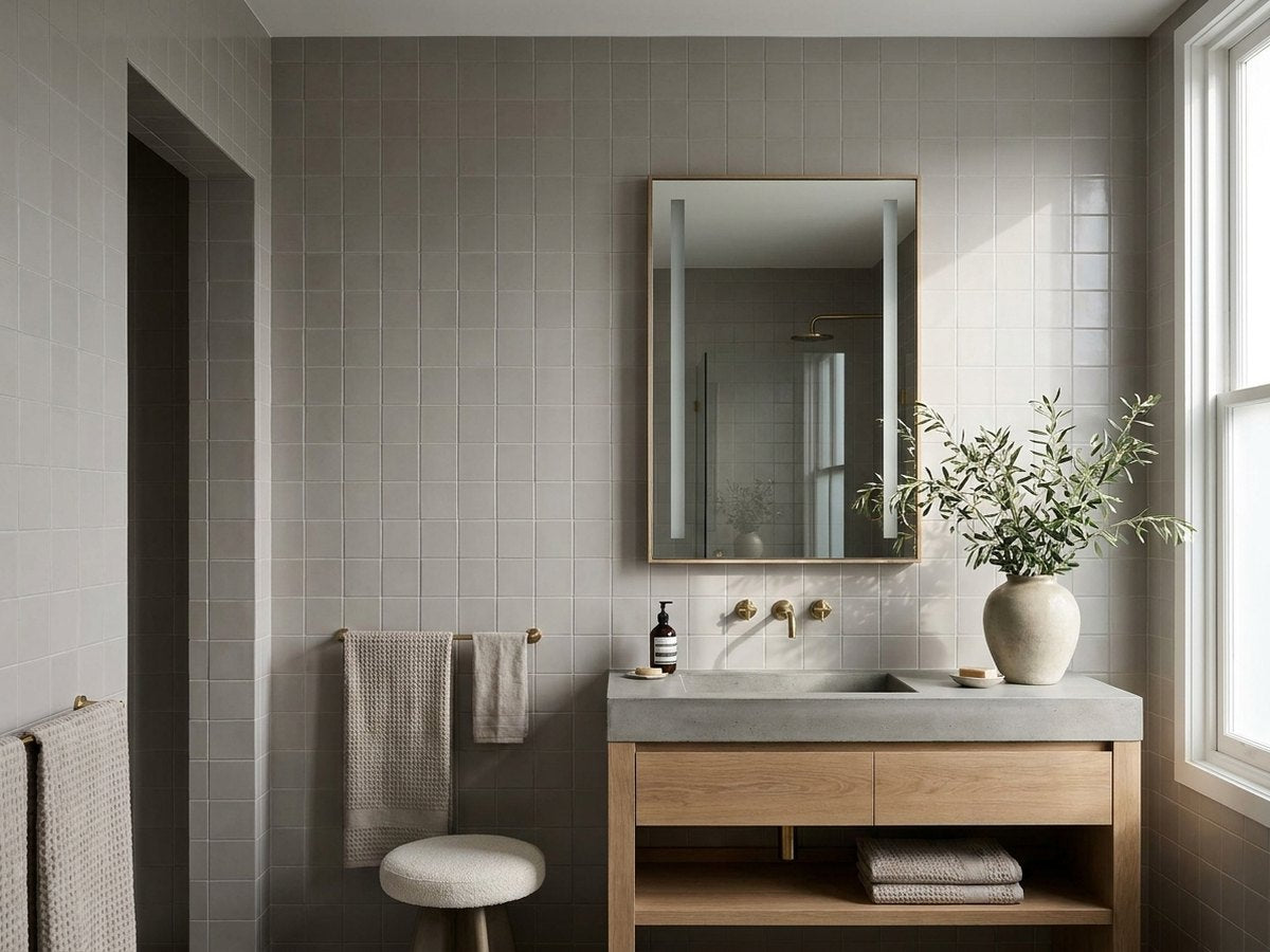 Confetto Bianco Matt 100x100 tiles in a room