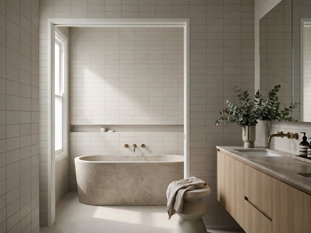 Confetto Bianco Matt 50x150 tiles in a room