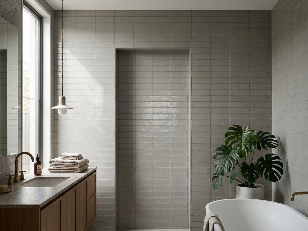 Confetto Azzurro Matt 50x150 tiles in a room