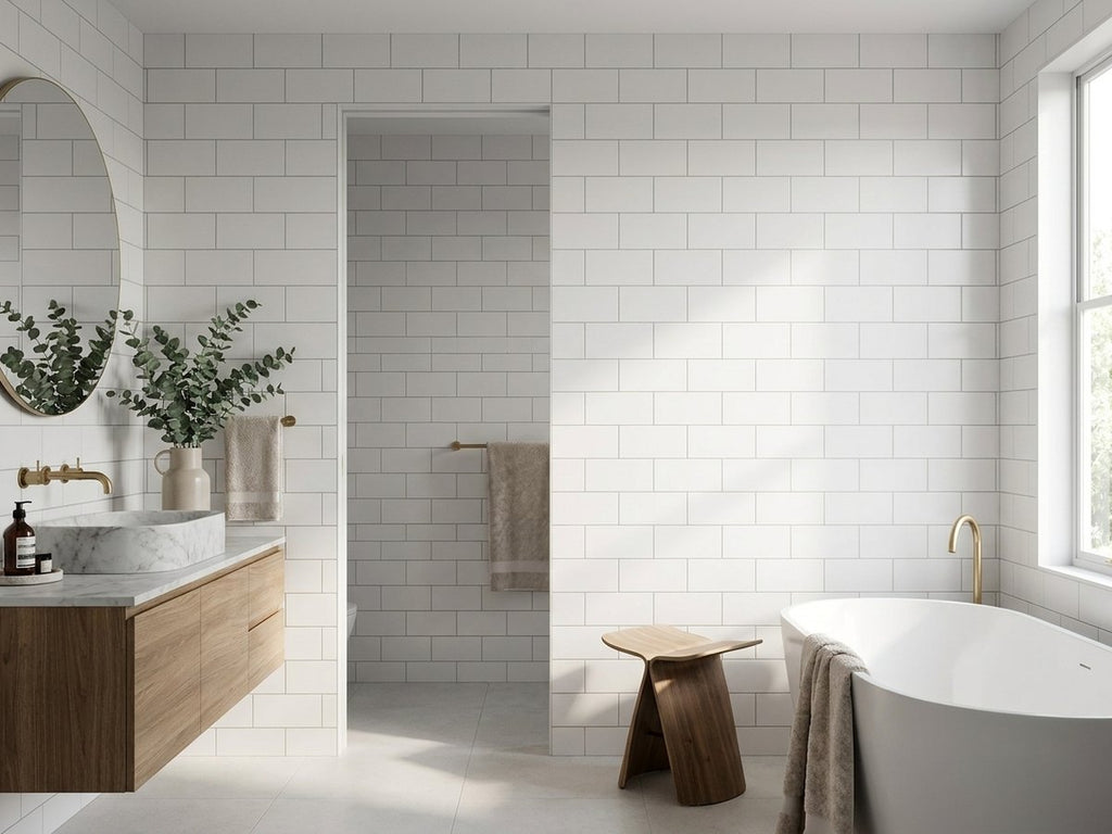 Bega White Matt 100x300 tiles in a room