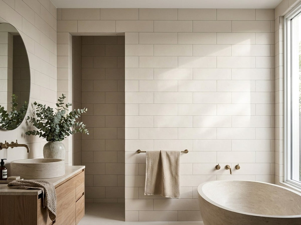 Lava Bianco Matt 65x200 tiles in a room