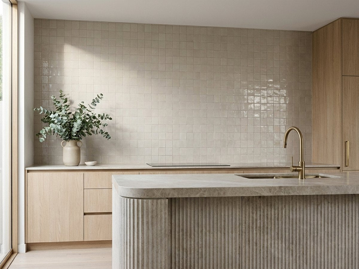 Town Mushroom Gloss 132x132 tiles in a room