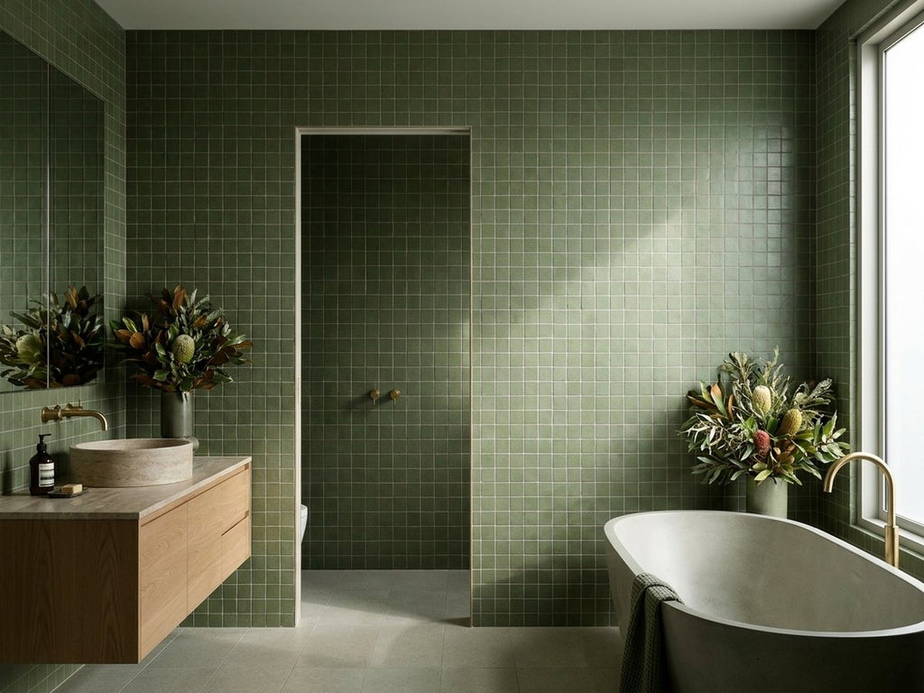 Lava Malachite Matt 132x132 tiles in a room