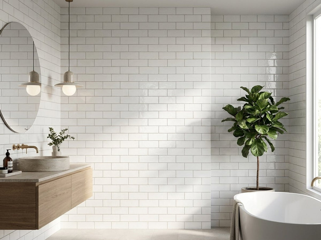 Babele Bianco Gloss 65x200 tiles in a room