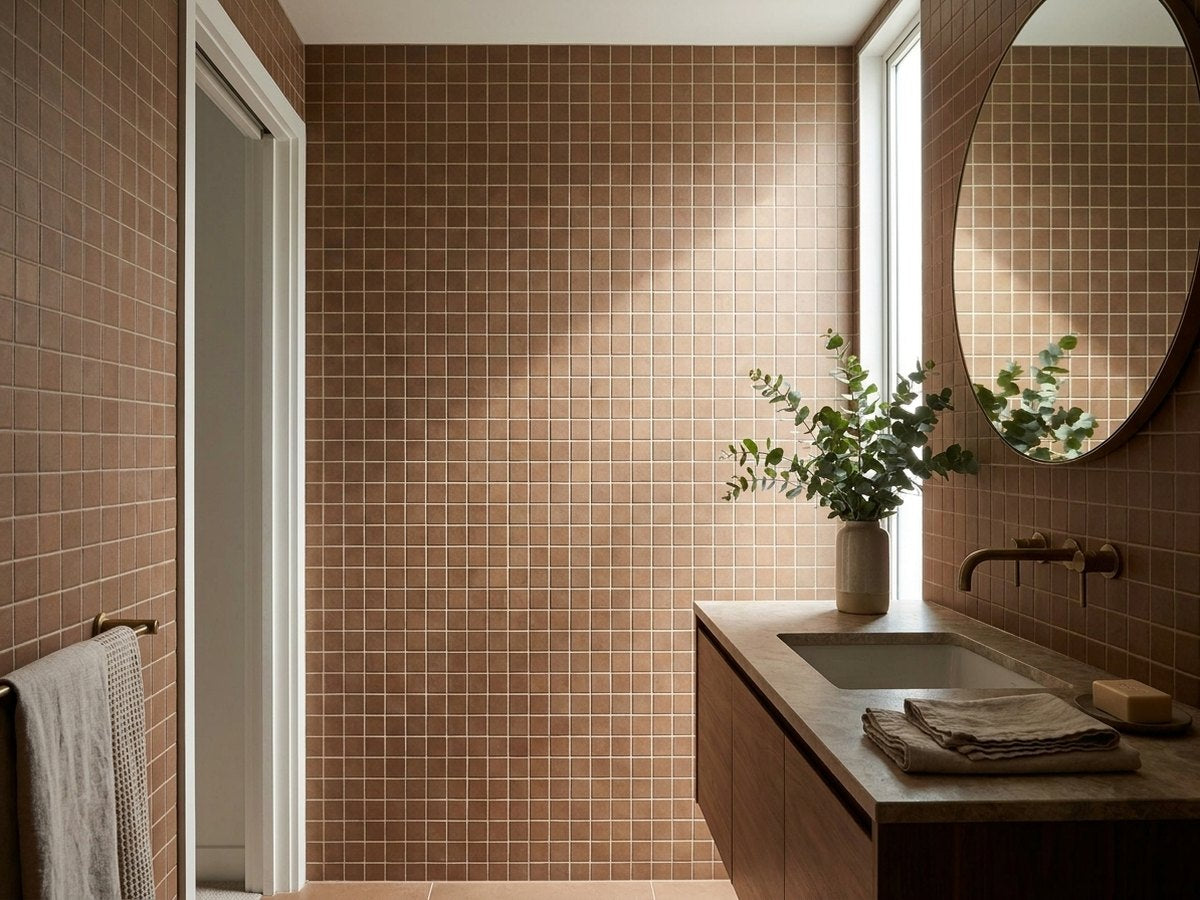 Blocchi Cotto Mattone Square Matt 100x100 tiles in a room