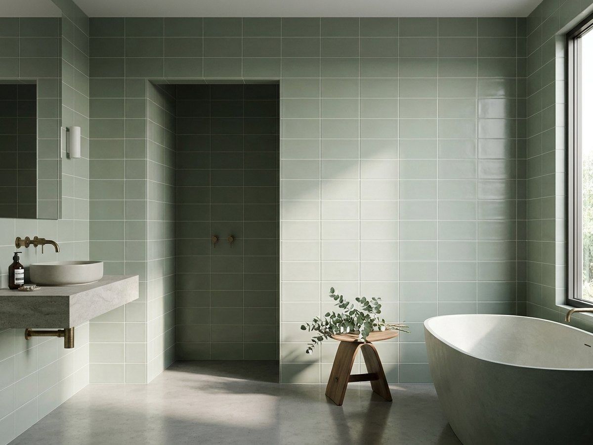 Mint Matt 100x200 tiles in a room