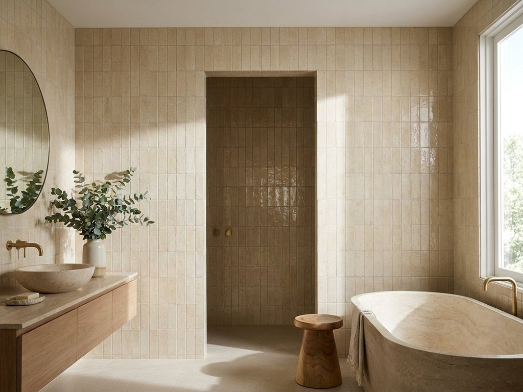 Sabil Vanilla Gloss 50x150 tiles in a room