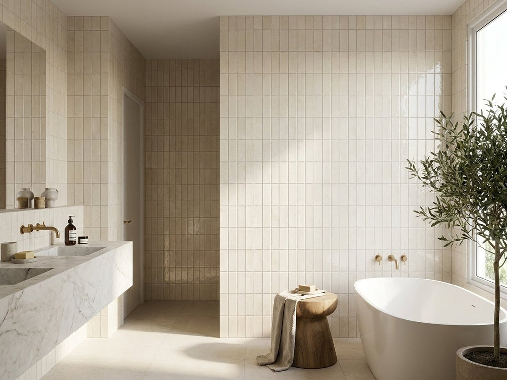 Sabil Fit Flour Gloss 28x150 tiles in a room