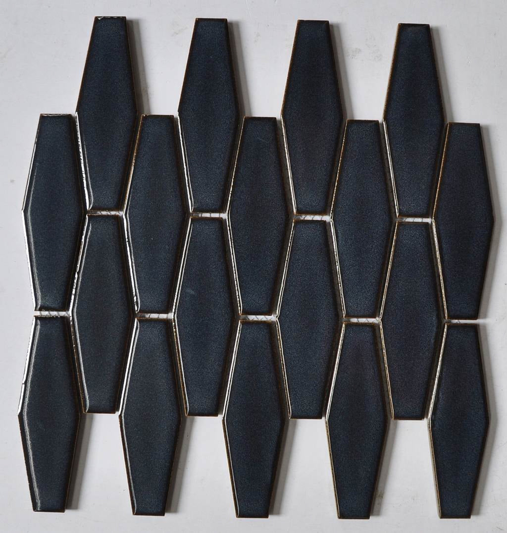 Ocean Blue Extended Hexagon (flat) Gloss 40x125 Mosaic tile