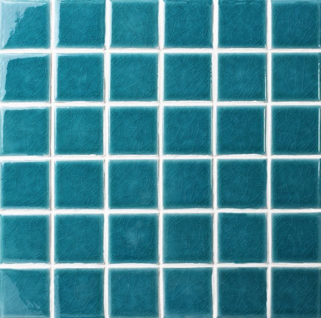 Pool Sorrento Jade Green Crackle Gloss 48x48 Mosaic tile