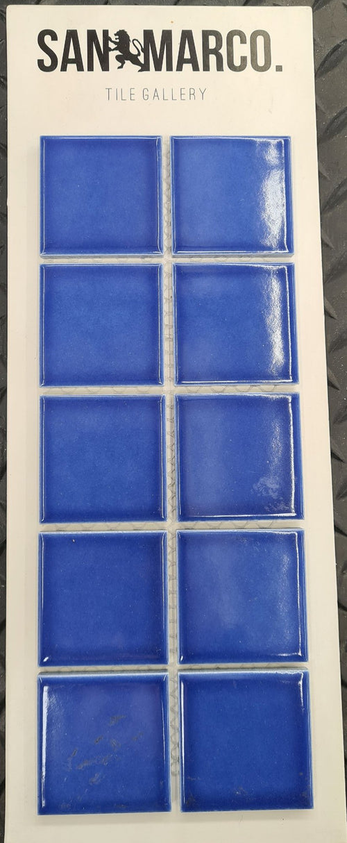 Pool Sorrento Smalt Plain Dark Blue Gloss 48x48 Mosaic tile