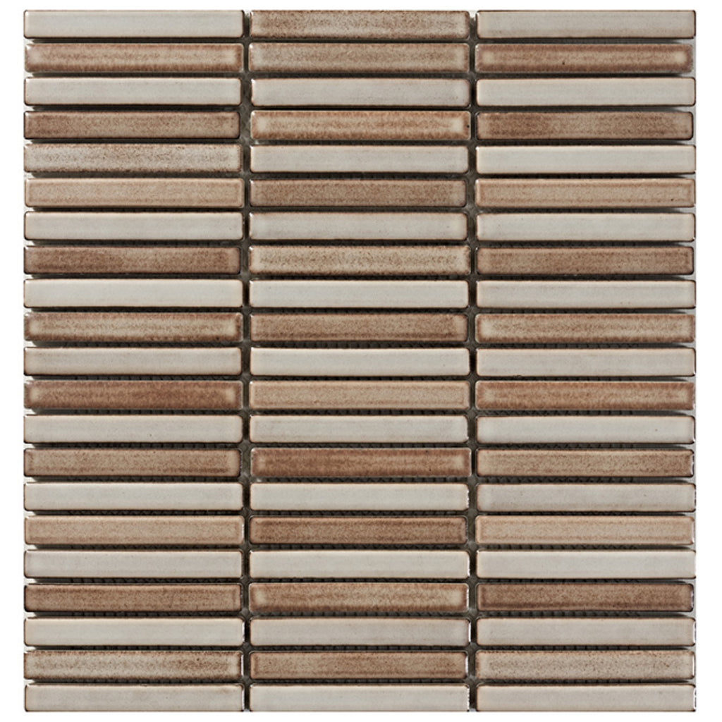 Shiki Sticks Caramel Fade Porcelain Glazed 12x92 Finger Mosaic tile