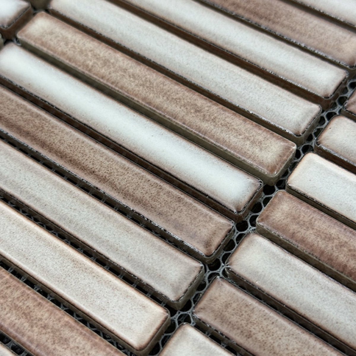 Shiki Sticks Caramel Fade Porcelain Glazed 12x92 Finger Mosaic tile