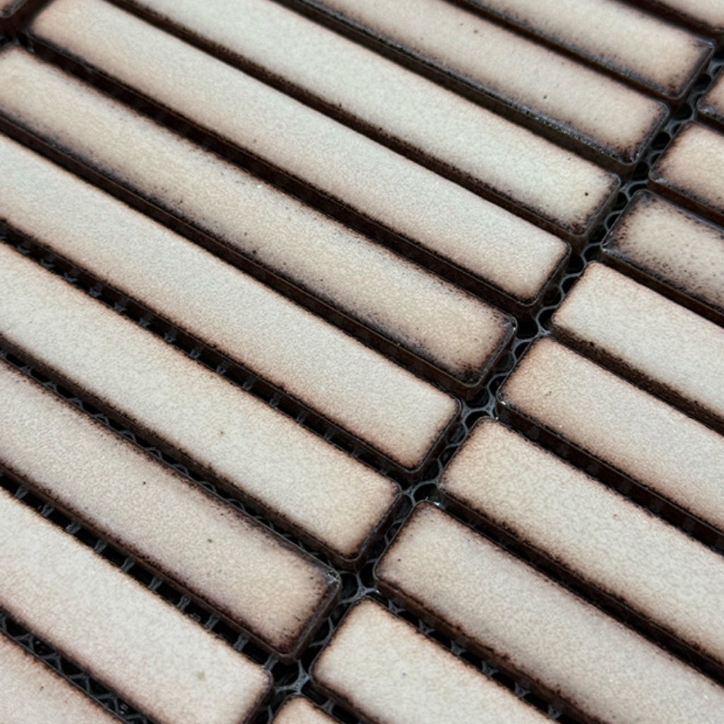 Shiki Sticks Clay Mist Porcelain Glazed 12x92 Finger Mosaic tile