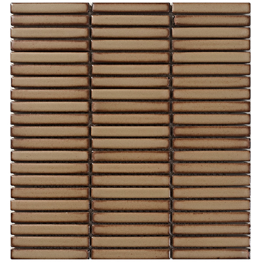 Shiki Sticks Cocoa Stone Porcelain Glazed 12x92 Finger Mosaic tile