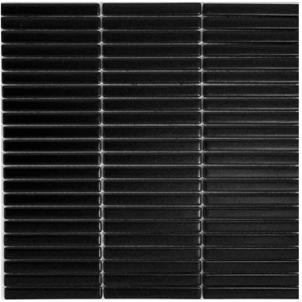 Stackbond Finger Black Matt 12.8x95 Finger Mosaic tile