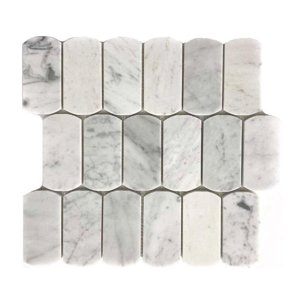 Stone Arc Carrara White Honed 50x100 Mosaic tile