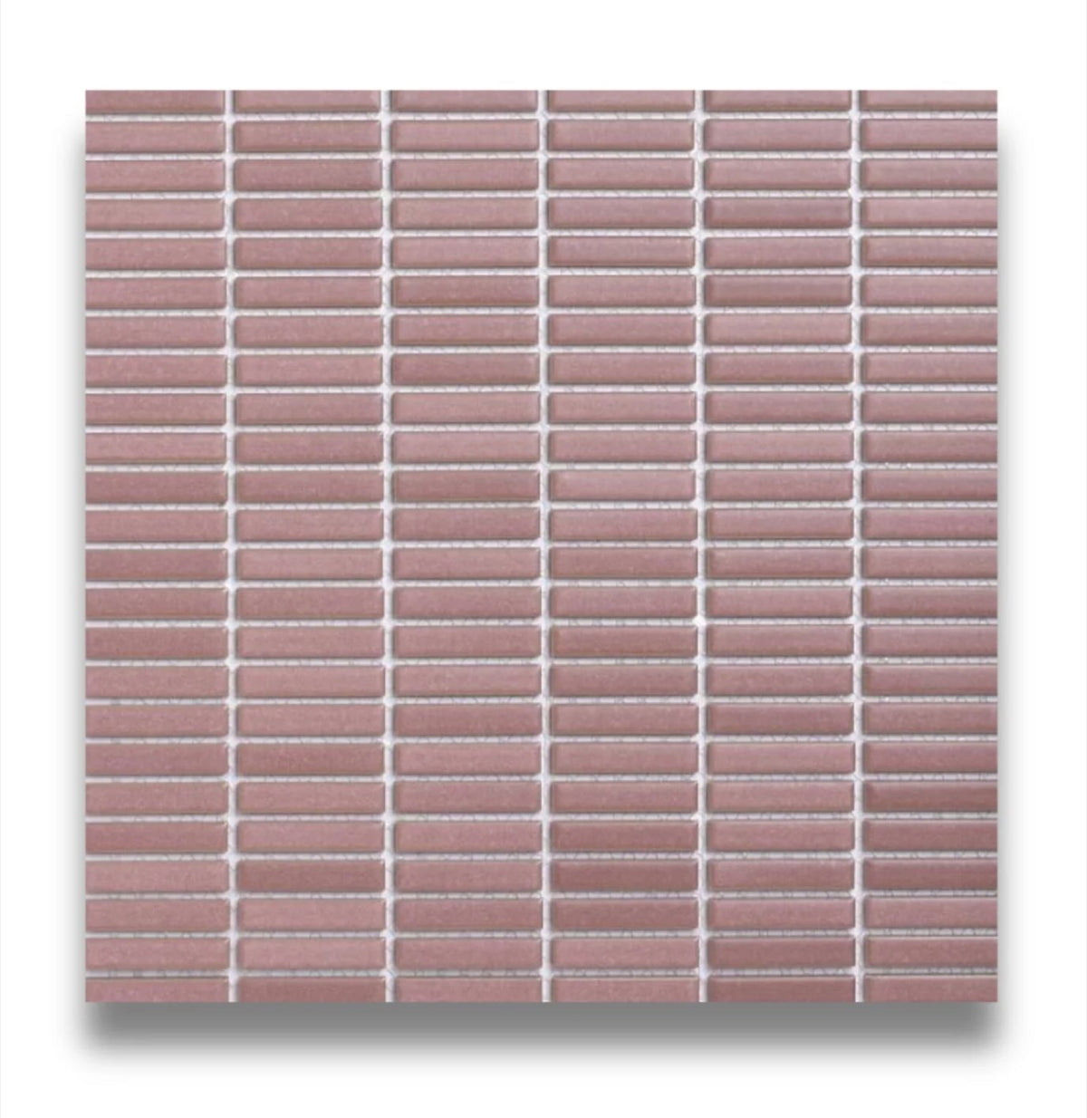 Tomo Dust Pink Satin 9.5x47 Finger Mosaic tiles in a room