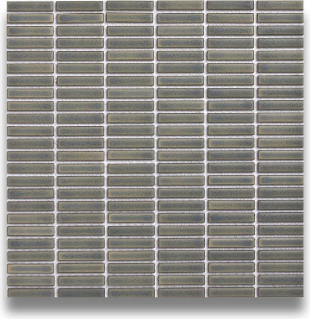 Tomo Leaf Green Satin 9.5x47 Finger Mosaic tiles in a room