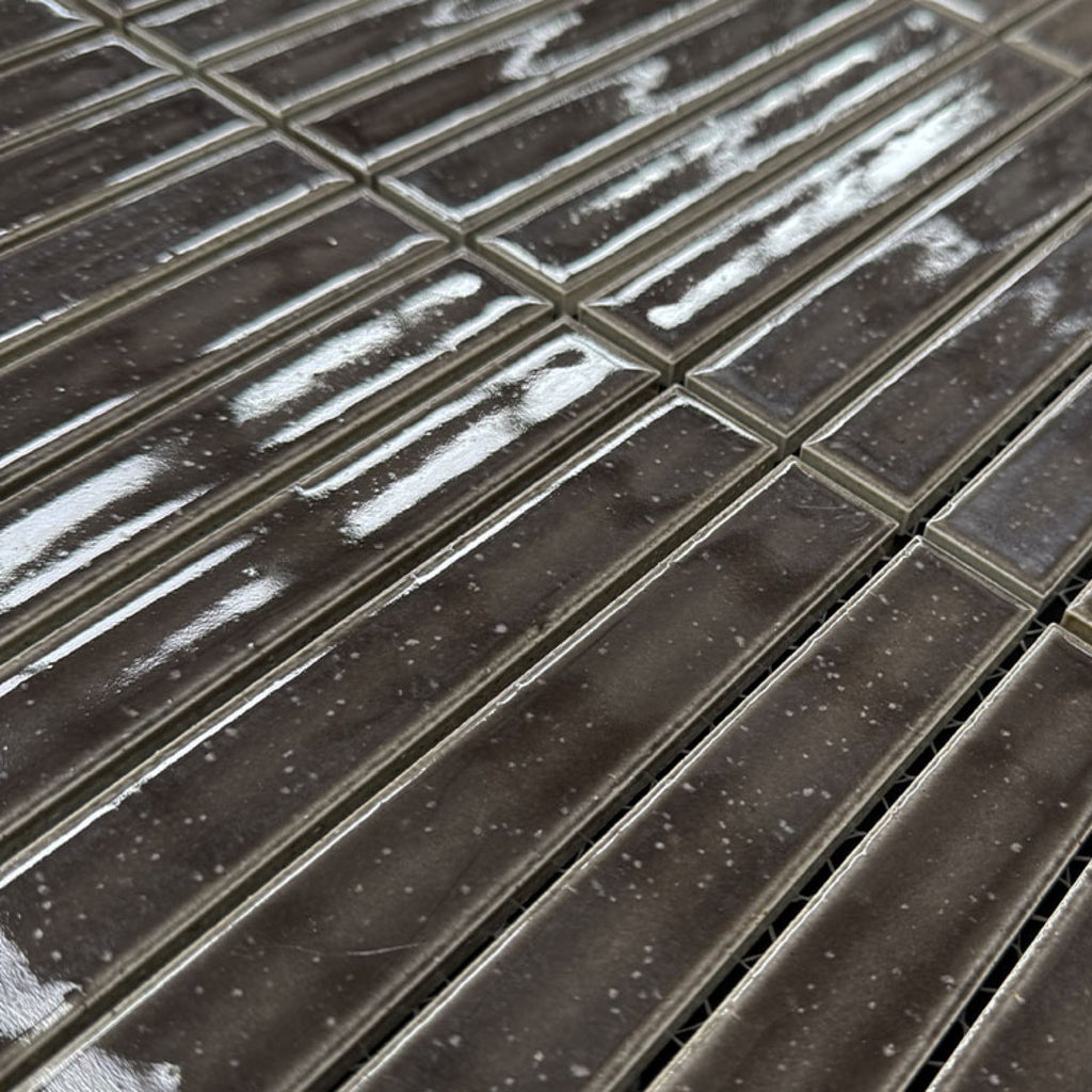 Wabisabi Finger Charcoal Glazed 22x147 Finger Mosaic tile
