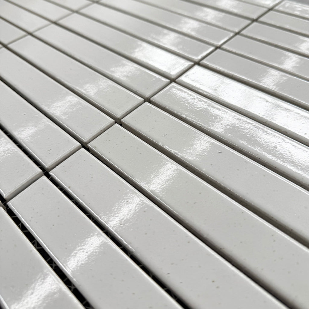 Wabisabi Finger White Glazed 22x147 Finger Mosaic tile
