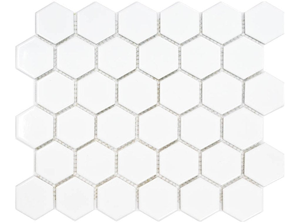 White Big Hexagon Gloss 50x50 Mosaic tile