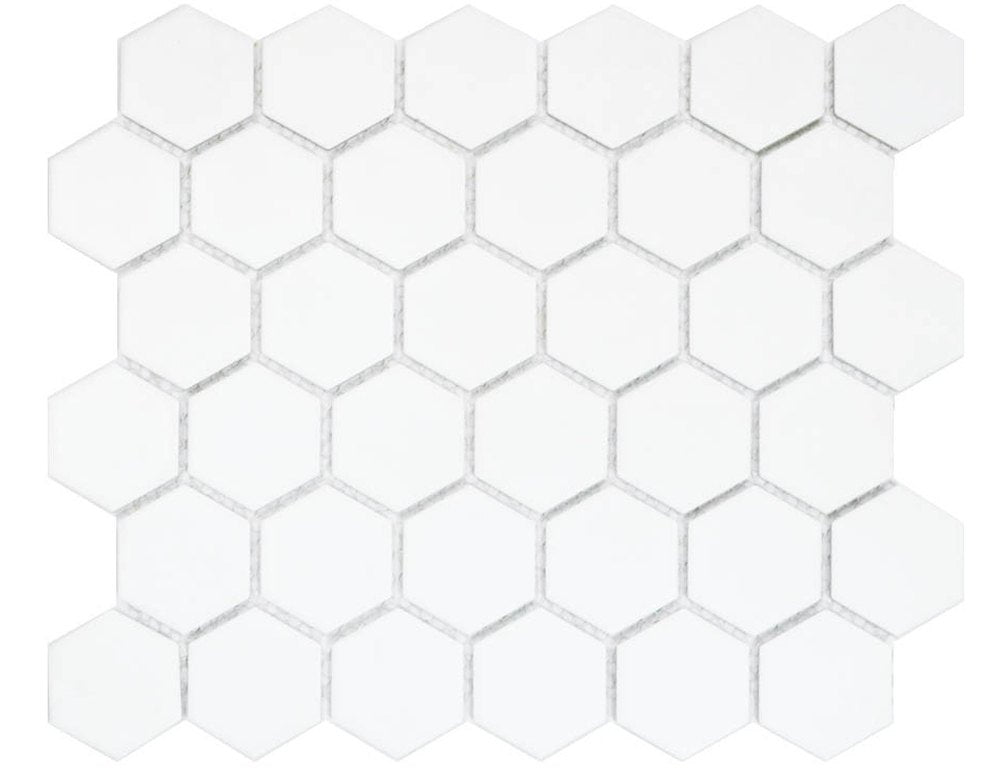 White Big Hexagon Matt 50x50 Mosaic tile