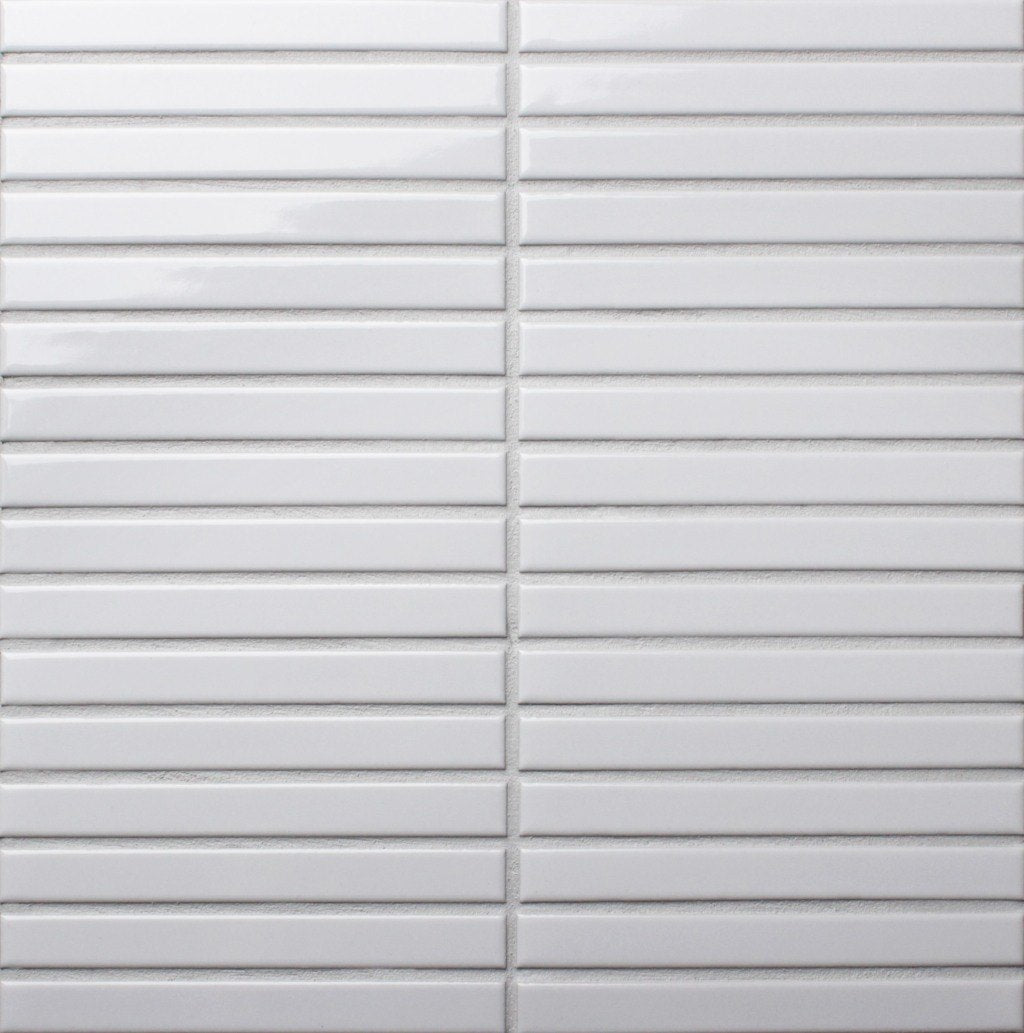 White Finger Gloss 15x145 Finger Mosaic tile