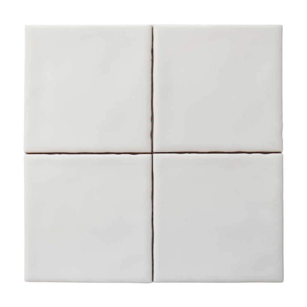 White Handmade Wavy Matt 100x100 tile