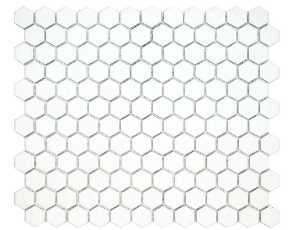 White Small Hexagon Matt 25x25 Mosaic tile